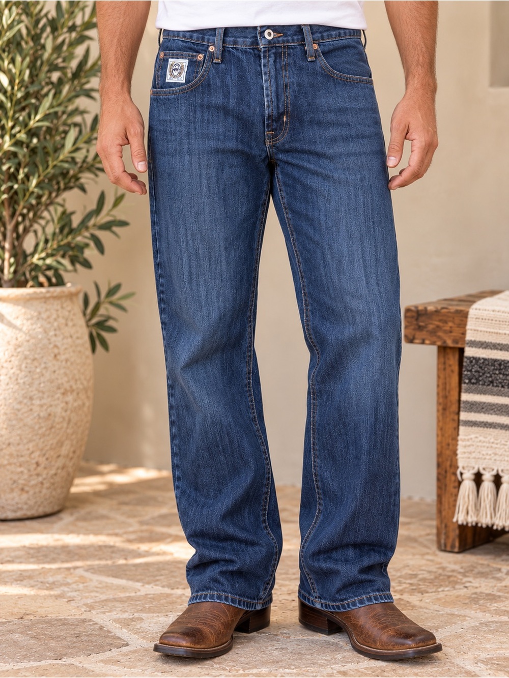 Cinch White Label Men’s 34x32 Dark Stone Relaxed Straight Leg Jeans #897